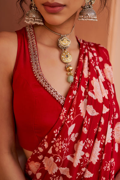 Chhavvi Aggarwal Red Pant Saree indian designer wear online shopping melange singapore