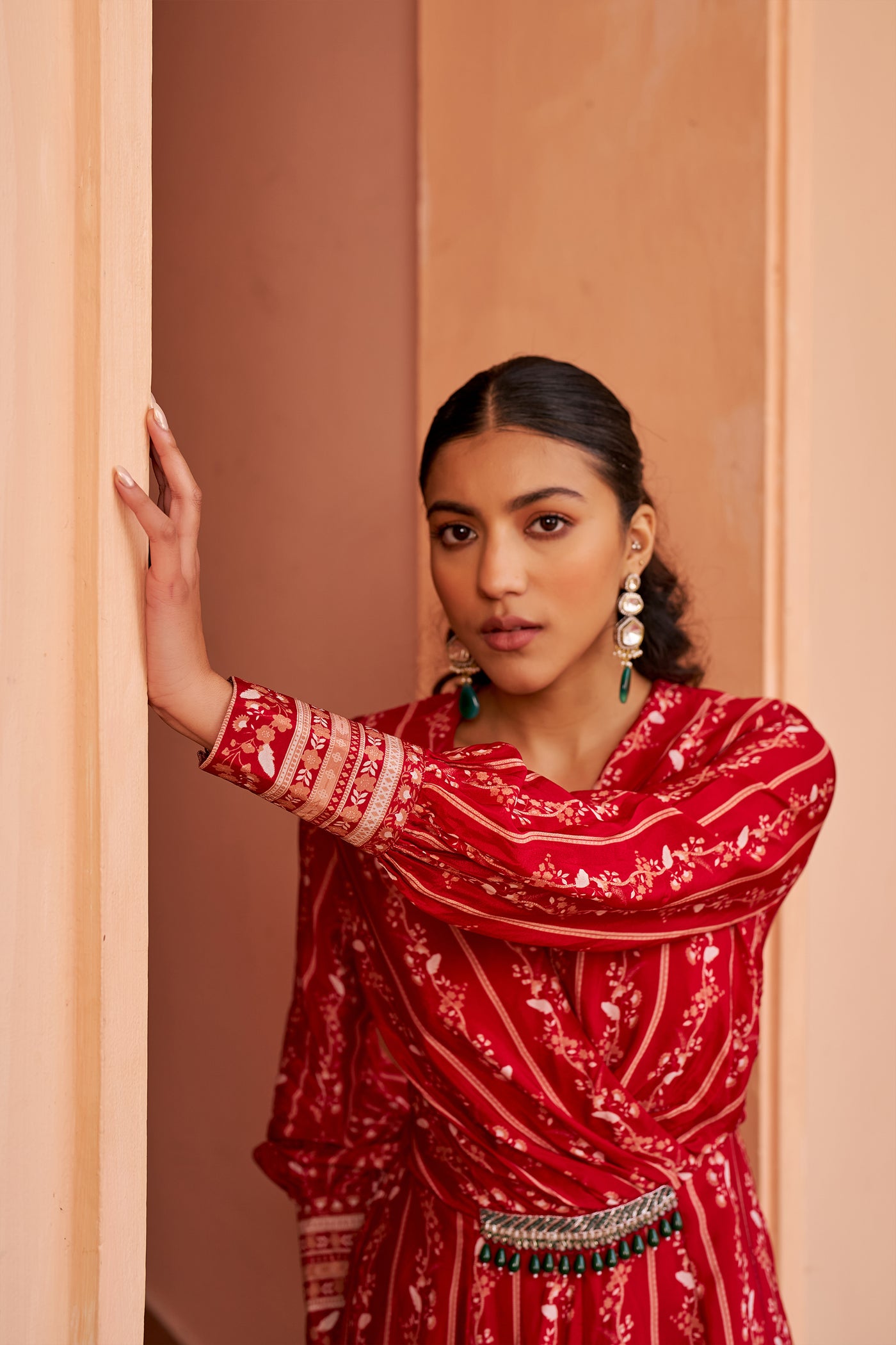 Chhavvi Aggarwal Red Printed Jumpsuit indian designer wear online shopping melange singapore