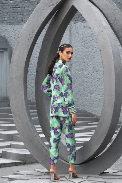 Chhavvi Aggarwal Sea Green Printed Co-ord Set indian designer wear online shopping melange singapore