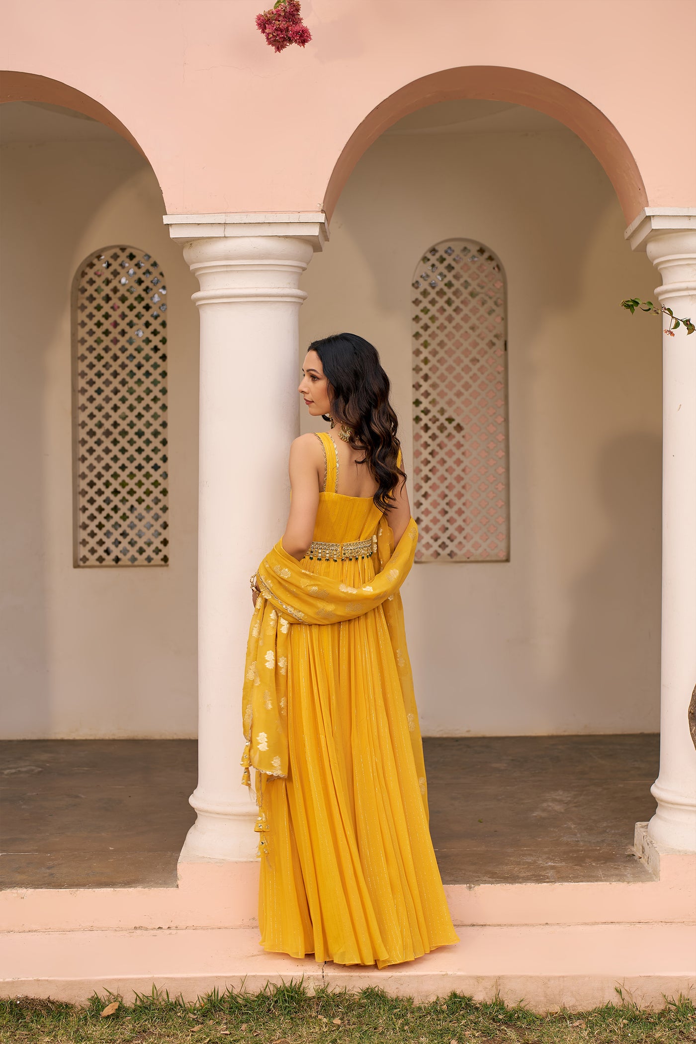 Chhavvi Aggarwal Yellow Anarkali indian designer wear online shopping melange singapore