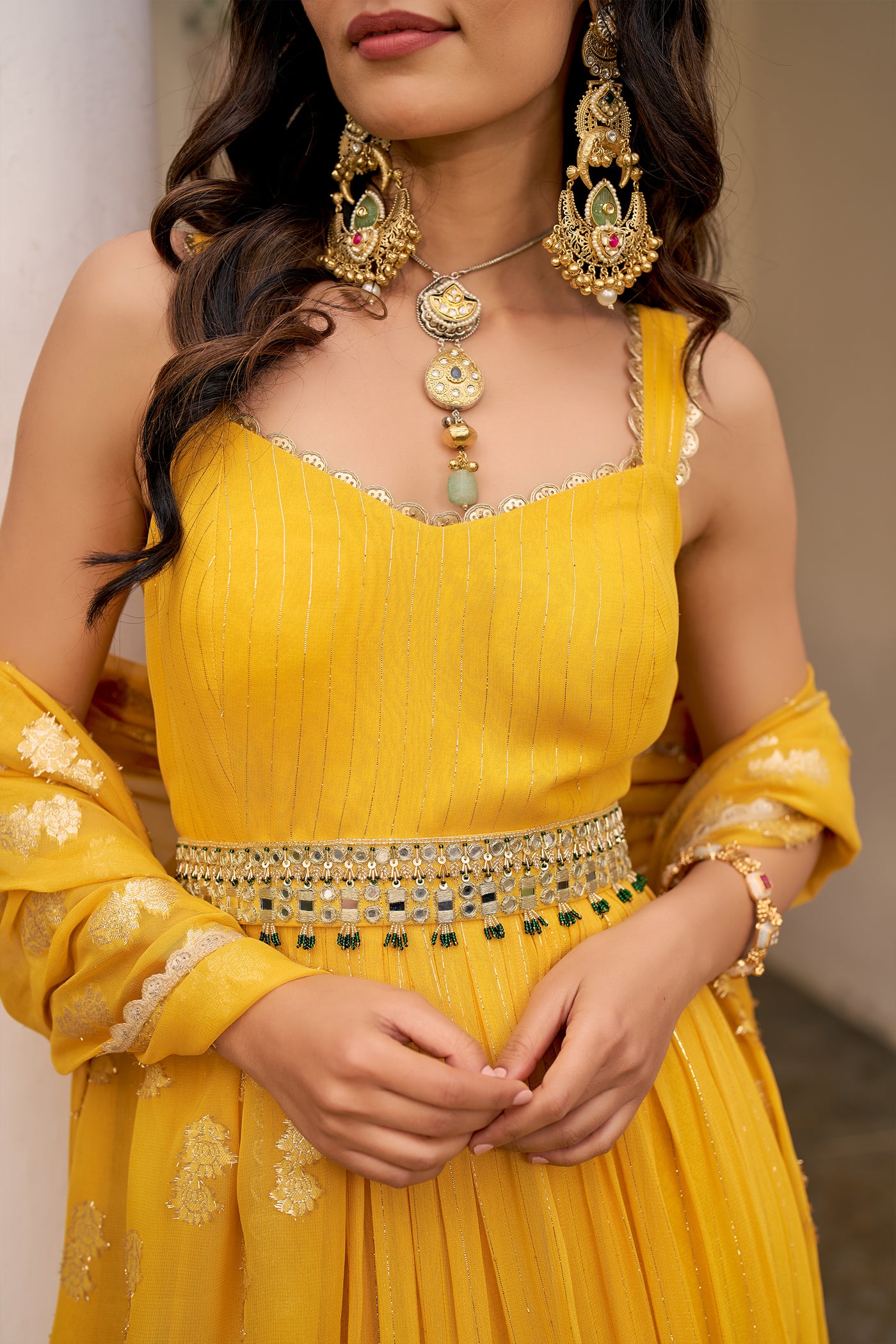 Chhavvi Aggarwal Yellow Anarkali indian designer wear online shopping melange singapore