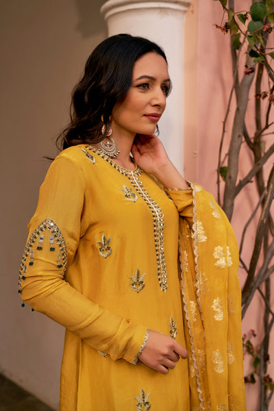 Chhavvi Aggarwal Yellow Tissue Sharara Set indian designer wear online shopping melange singapore