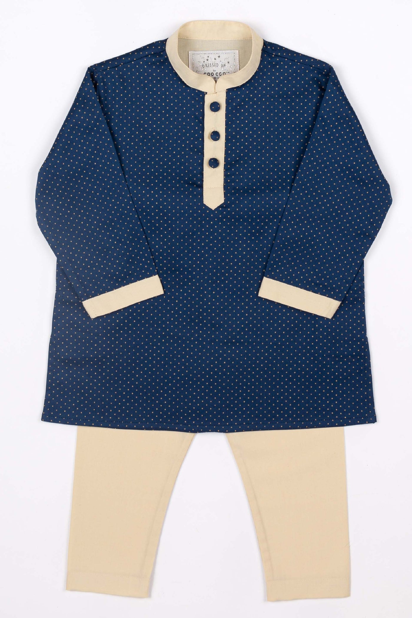 Coo Coo Navy Beige Polka Kurtha Set indian designer online shopping melange singapore