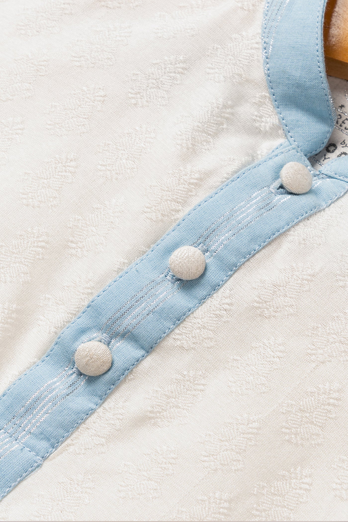  Coo Coo Sky Blue Chanderi Bandi And Satin Linen Kurta Set with Pajama indian designer online shopping melange singapore