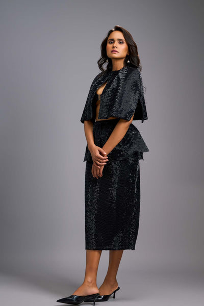 Deepika Arora A Sleek Black Shimmer Co-ord Sets indian designer wear online shopping melange singapore 