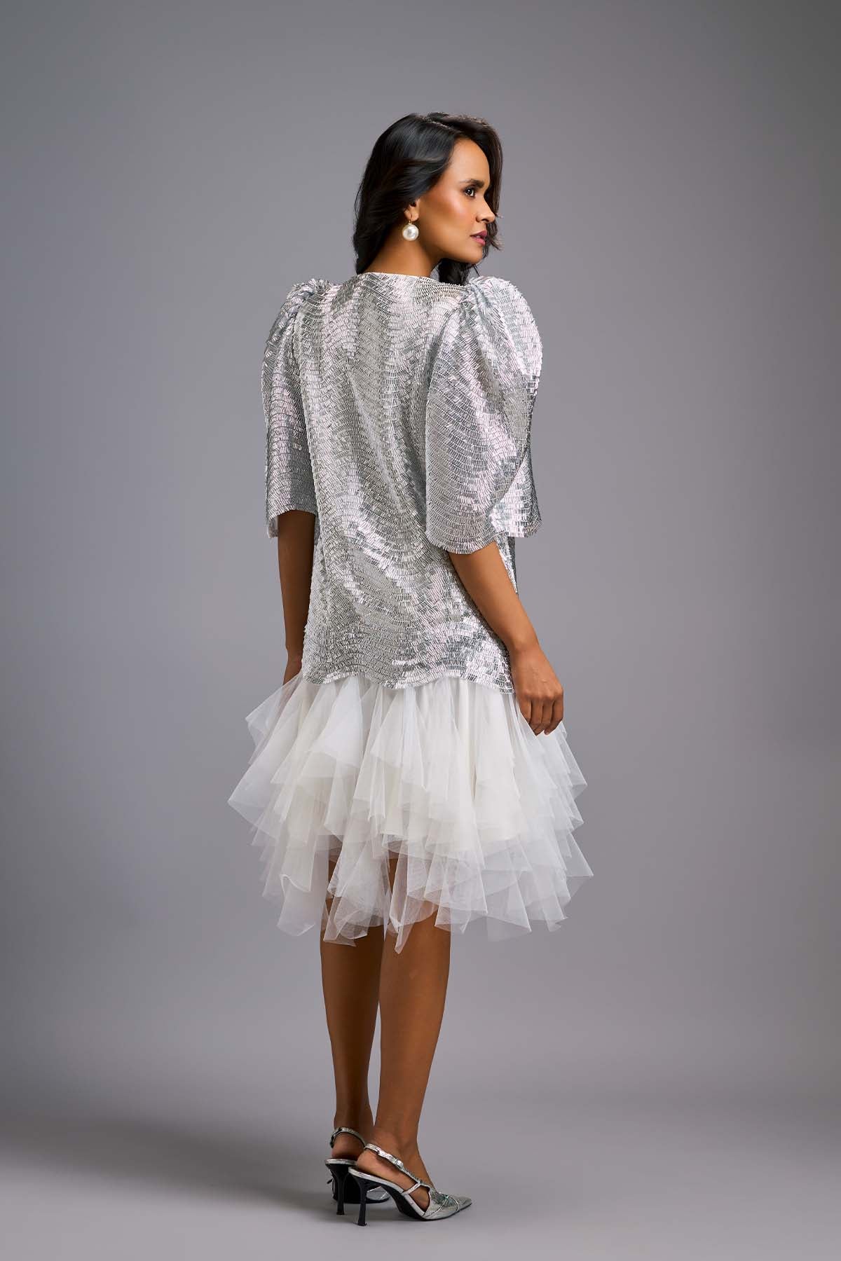 Deepika Arora A Statement White Dress With Bold Puff Sleeves indian designer wear online shopping melange singapore 