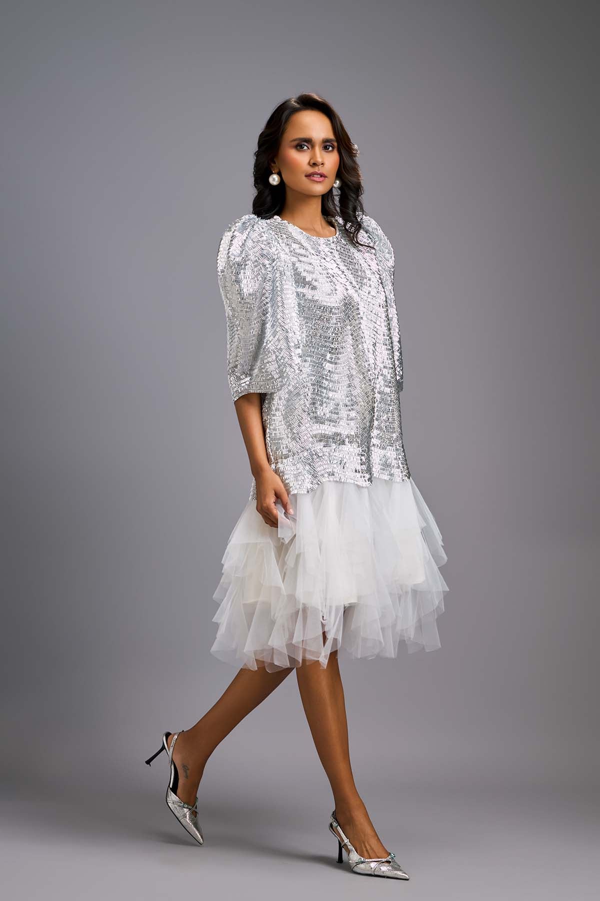 Deepika Arora A Statement White Dress With Bold Puff Sleeves indian designer wear online shopping melange singapore 