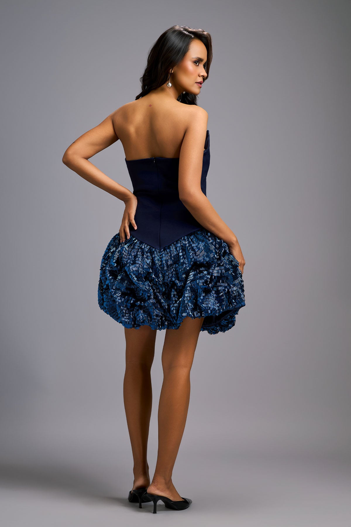 Deepika Arora A Strapless Navy Blue Knee Length Dress indian designer wear online shopping melange singapore 