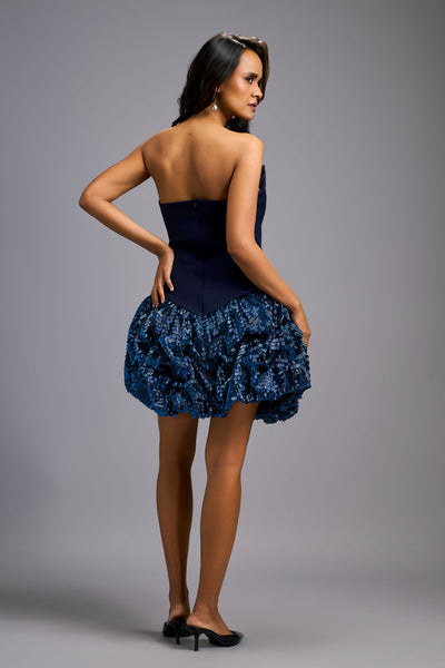 Deepika Arora A Strapless Navy Blue Knee Length Dress indian designer wear online shopping melange singapore 