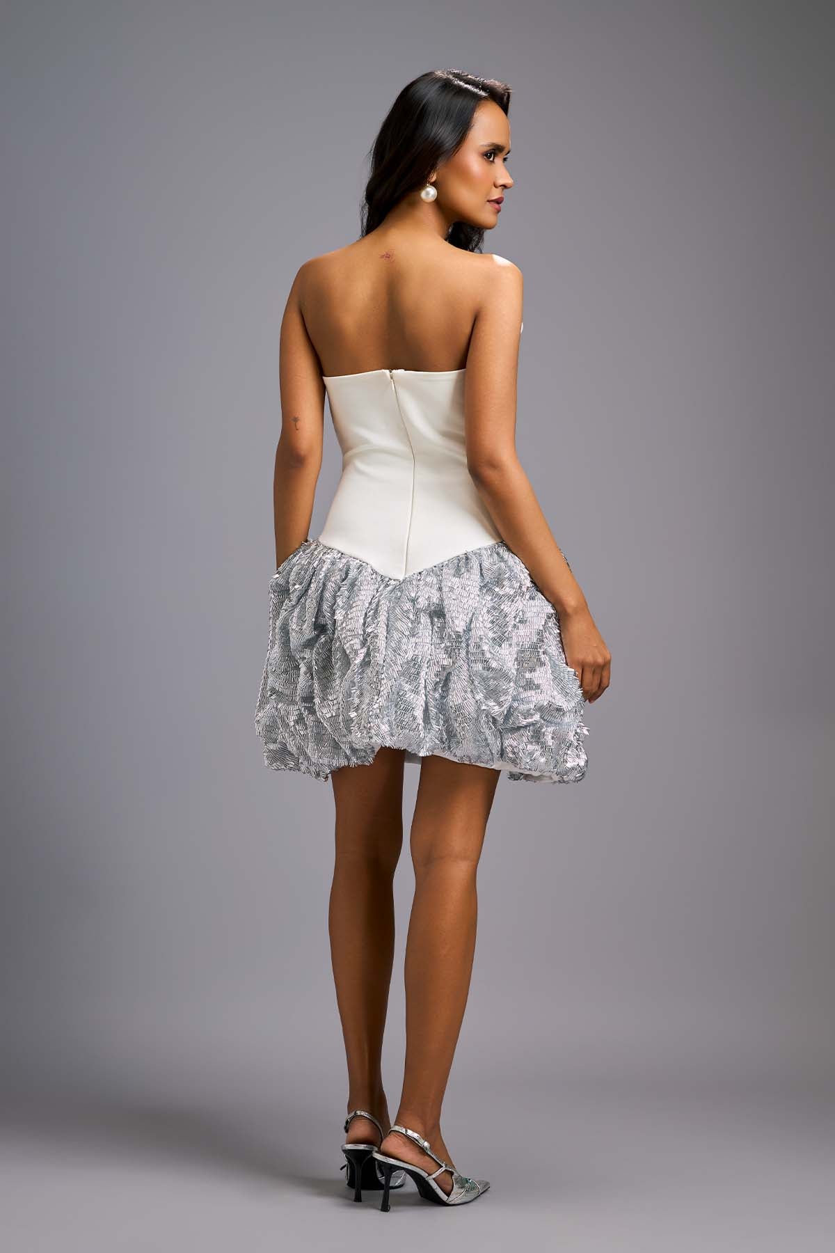 Deepika Arora A Strapless White Knee Length Dress indian designer wear online shopping melange singapore 
