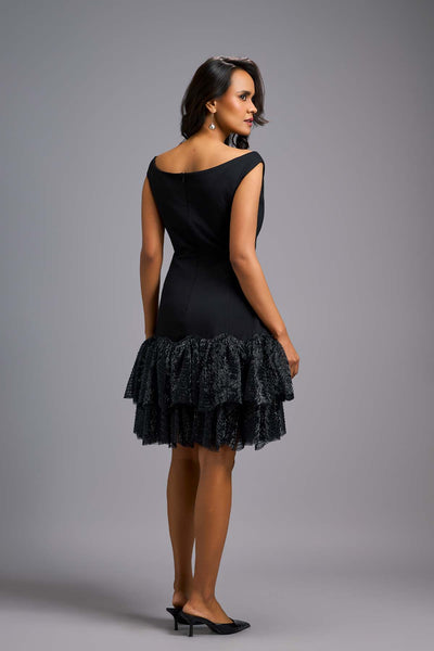 Deepika Arora An Elegant Off-shoulder Black Dress indian designer wear online shopping melange singapore 