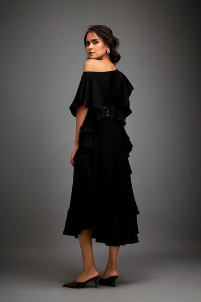 Deepika Arora Asymmetrical Off-shoulder Dress indian designer wear online shopping melange singapore