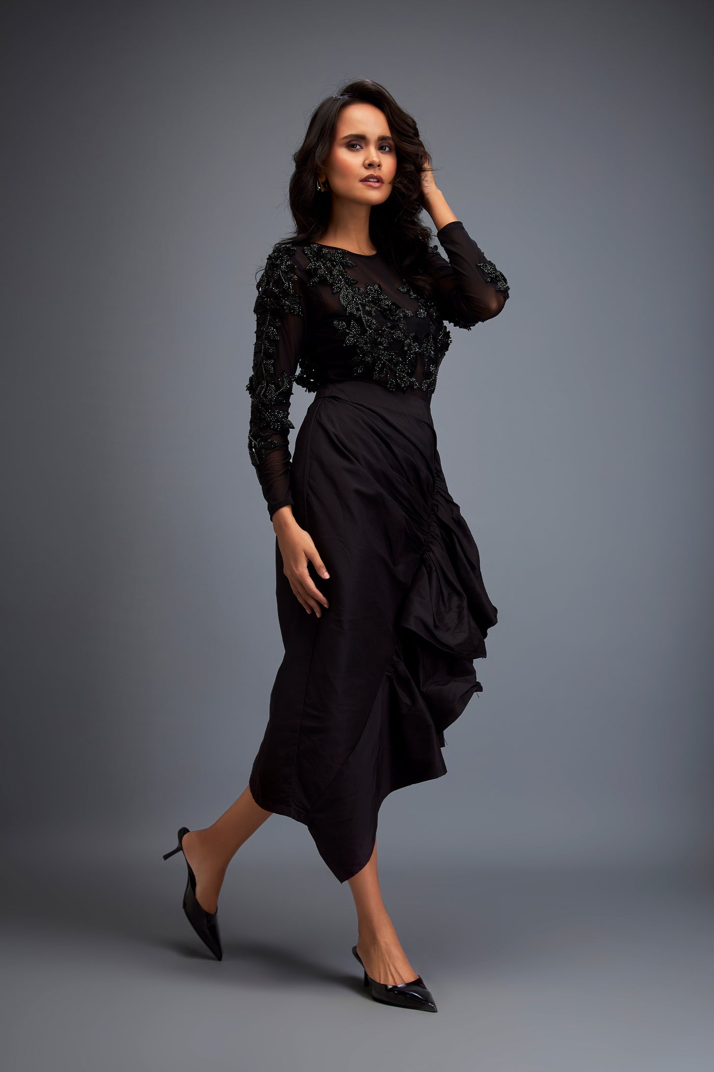 Deepika Arora Asymmetrical Skirt Set Indian designer wear online shopping melange singapore