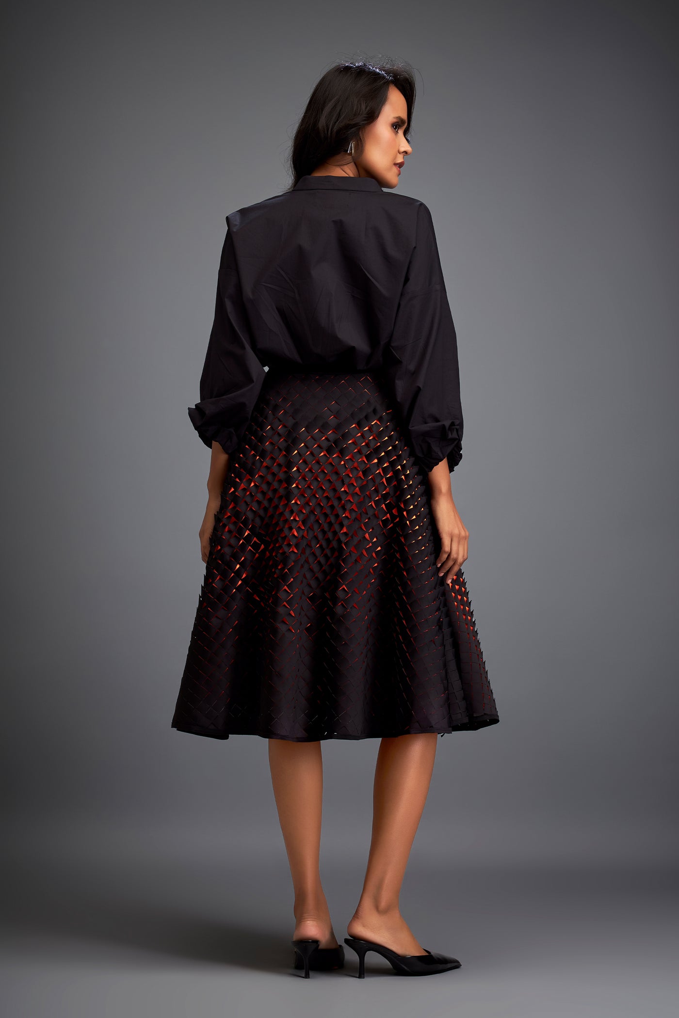 Deepika Arora Black A-line Voluminous Skirt indian designer wear online shopping melange singapore 
