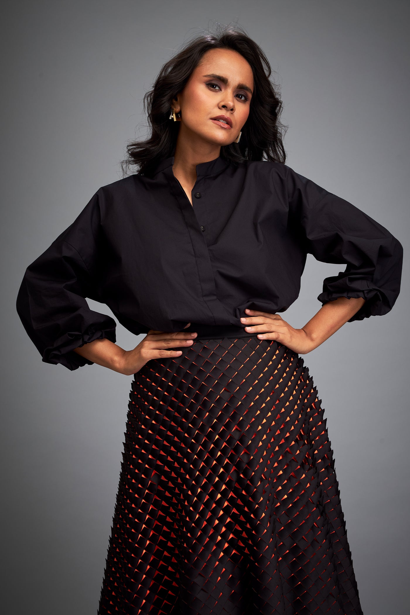 Deepika Arora Black A-line Voluminous Skirt indian designer wear online shopping melange singapore 