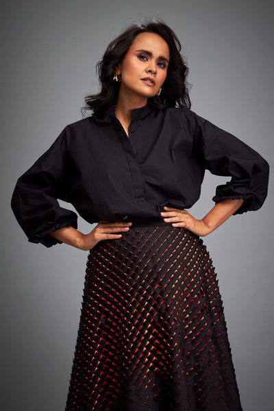 Deepika Arora Black A-line Voluminous Skirt indian designer wear online shopping melange singapore 