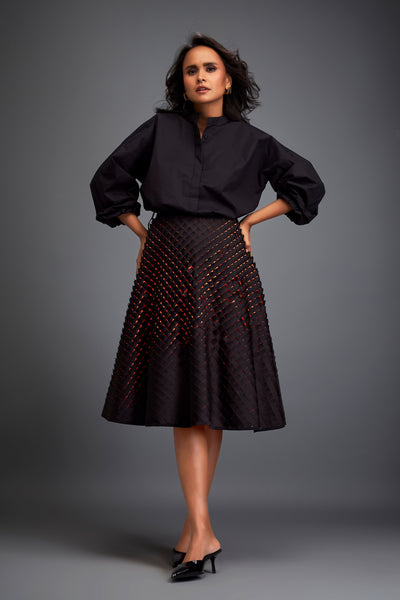 Deepika Arora Black A-line Voluminous Skirt indian designer wear online shopping melange singapore 