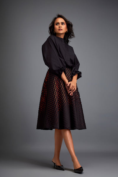 Deepika Arora Black A-line Voluminous Skirt indian designer wear online shopping melange singapore 