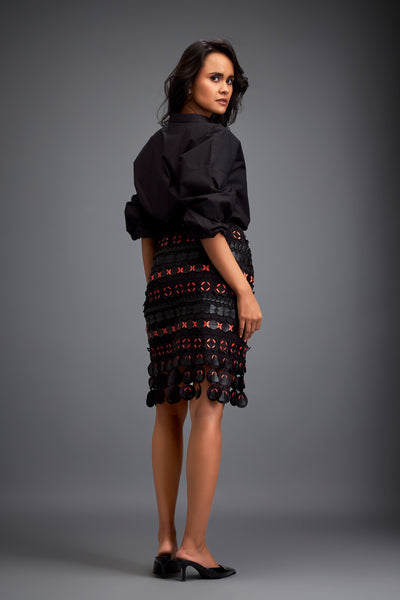 Deepika Arora Black And Red Cutouts Skirt Indian designer wear online shopping melange singapore