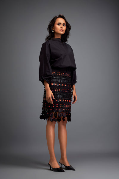 Deepika Arora Black And Red Cutouts Skirt Indian designer wear online shopping melange singapore