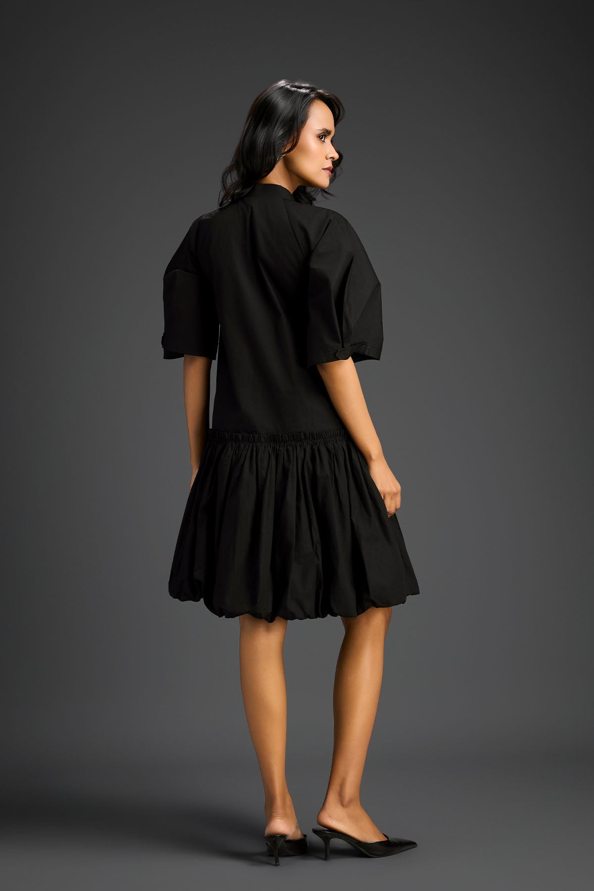 Deepika Arora Black Bubble Hem Dress Indian designer wear online shopping melange singapore 