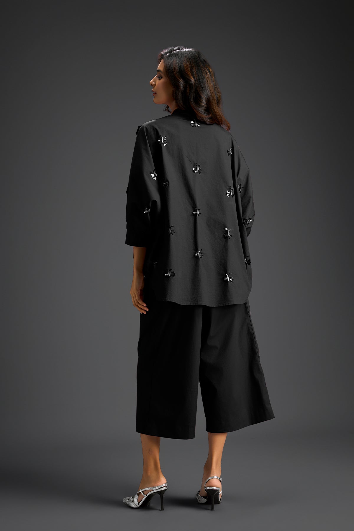 Deepika Arora Black Cotton Co-ord Set Indian designer wear online shopping melange singapore 