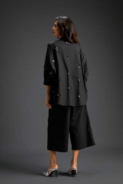 Deepika Arora Black Cotton Co-ord Set Indian designer wear online shopping melange singapore 