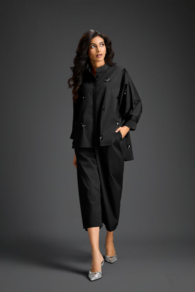 Deepika Arora Black Cotton Co-ord Set Indian designer wear online shopping melange singapore 
