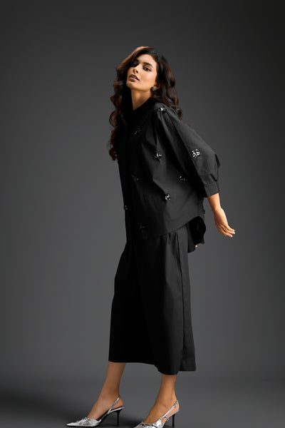 Deepika Arora Black Cotton Co-ord Set Indian designer wear online shopping melange singapore 
