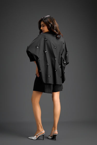 Deepika Arora Black Cotton Shorts Co-ord Set ndian designer wear online shopping melange singapore 