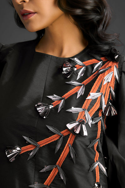 Deepika Arora Black Dress With Puffed Sleeves Indian designer wear online shopping melange singapore 