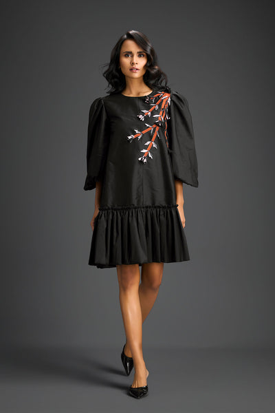 Deepika Arora Black Dress With Puffed Sleeves Indian designer wear online shopping melange singapore 