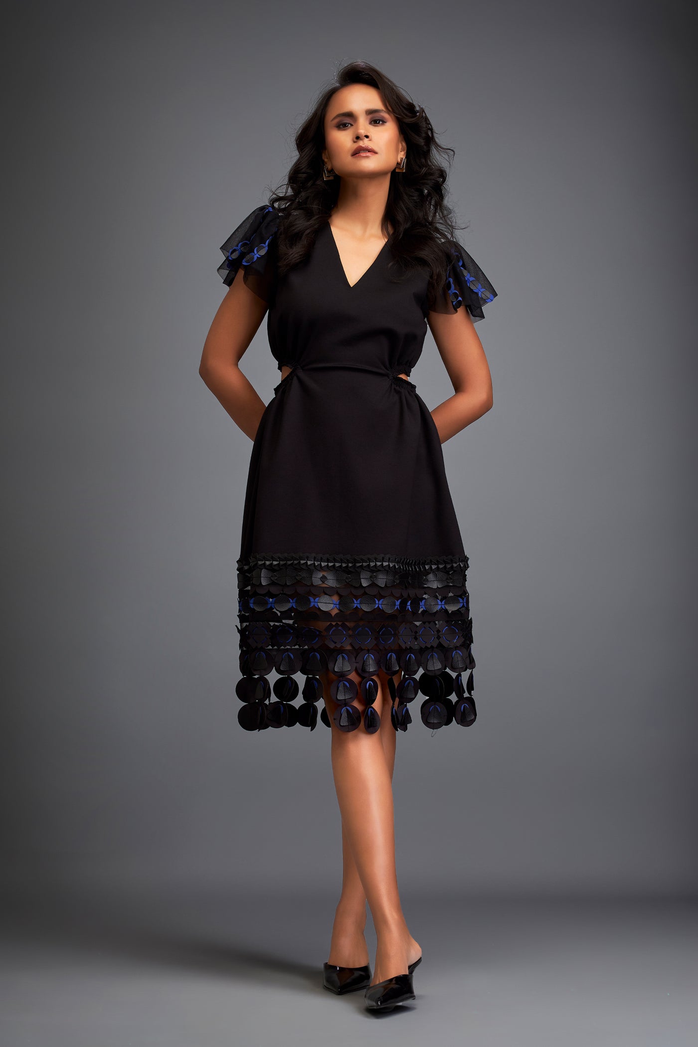 Deepika Arora Black Dress With Structured Shoulder Detailing Indian designer wear online shopping melange singapore