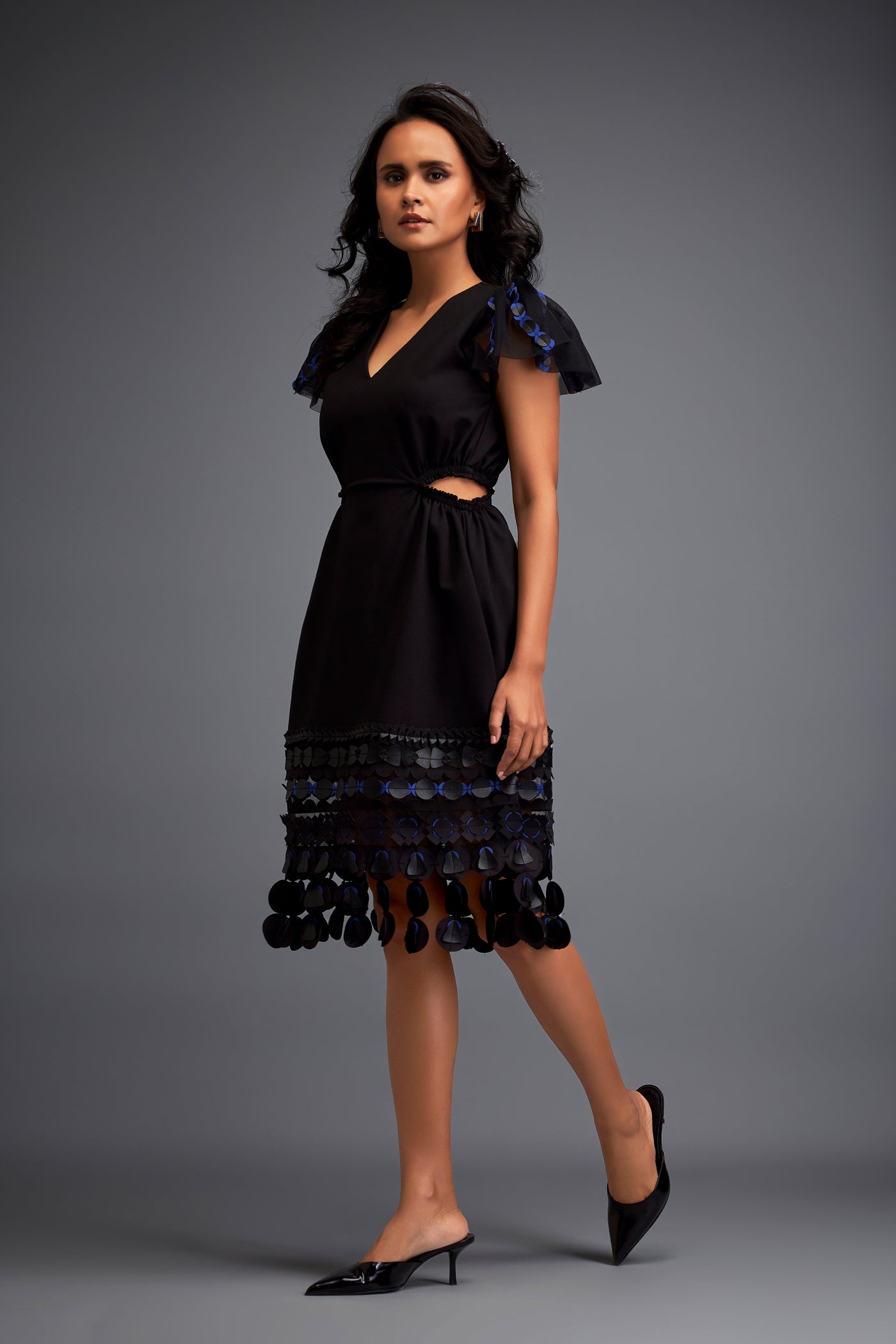 Deepika Arora Black Dress With Structured Shoulder Detailing Indian designer wear online shopping melange singapore