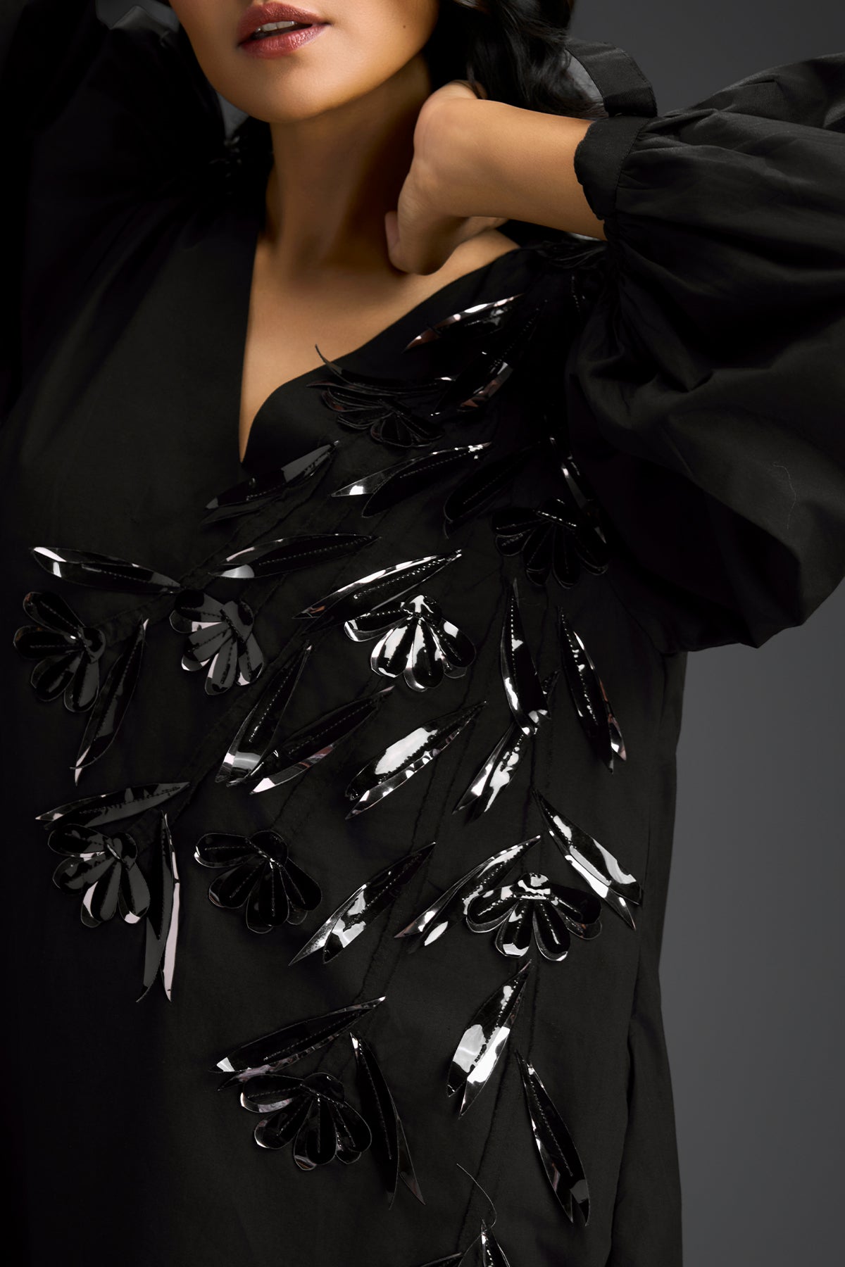 Deepika Arora Black High-low V-neck Dress Indian designer wear online shopping melange singapore 