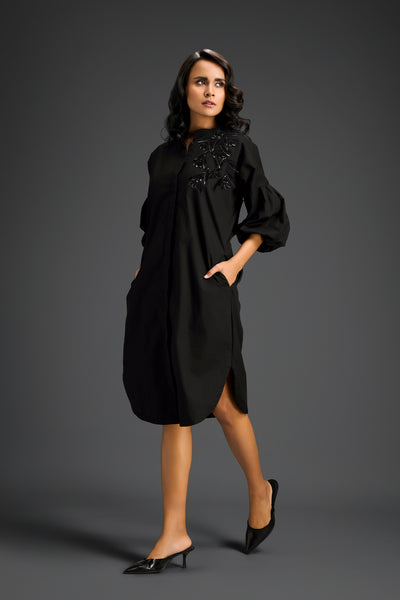 Deepika Arora Black Shirt Dress Indian designer wear online shopping melange singapore 