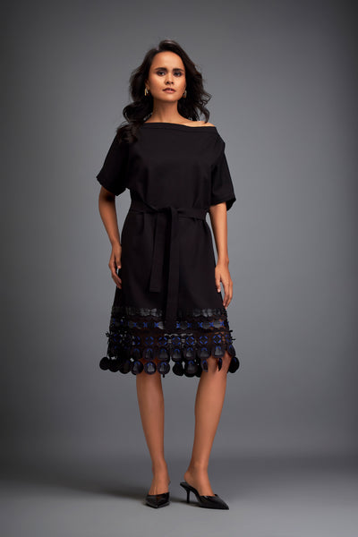 Deepika Arora Black Structured Dress indian designer wear online shopping melange singapore 
