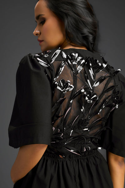 Deepika Arora Black V-neck Playsuit Indian designer wear online shopping melange singapore 