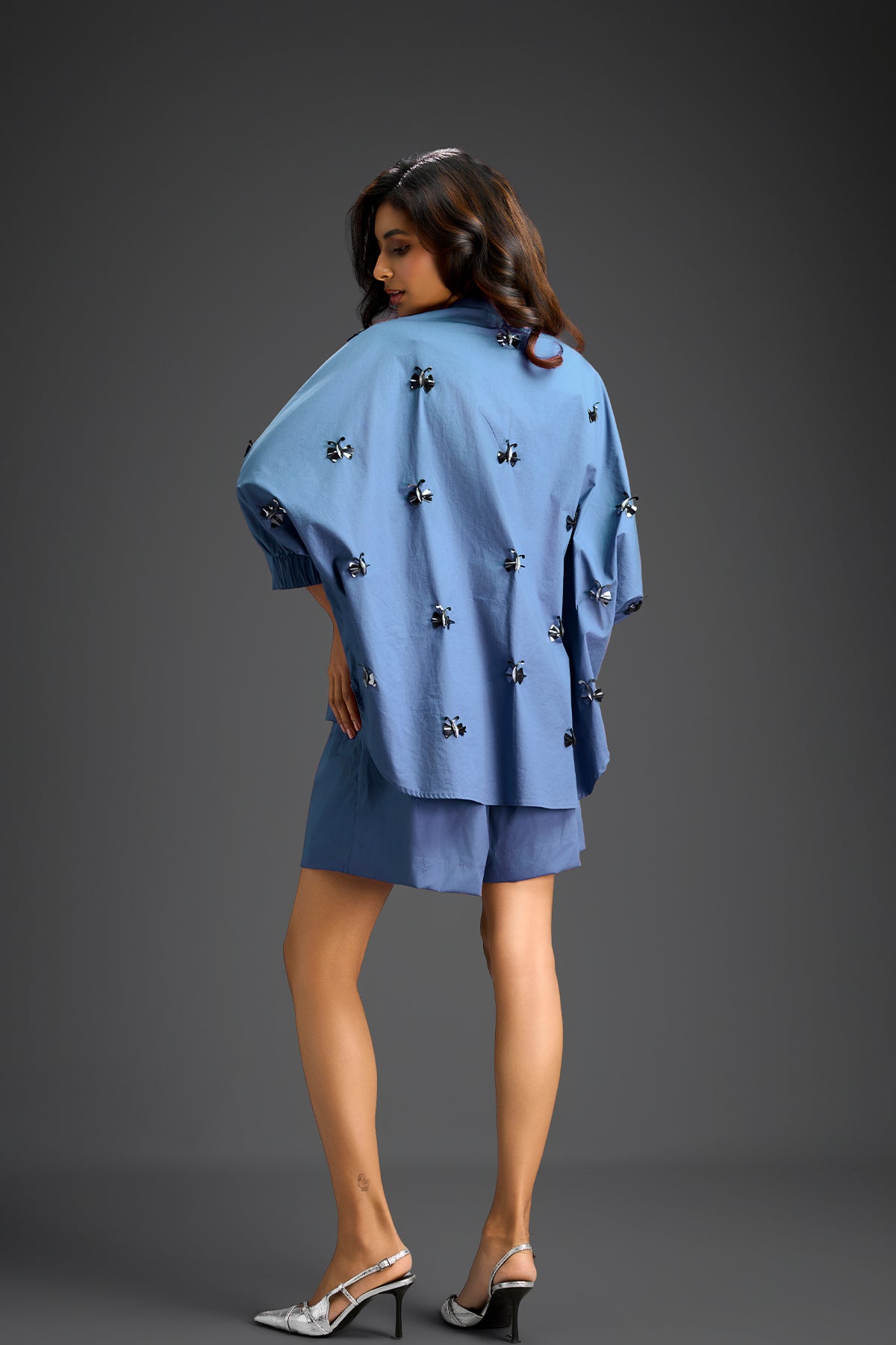 Deepika Arora Blue Cotton Shorts Co-ord Set ndian designer wear online shopping melange singapore 