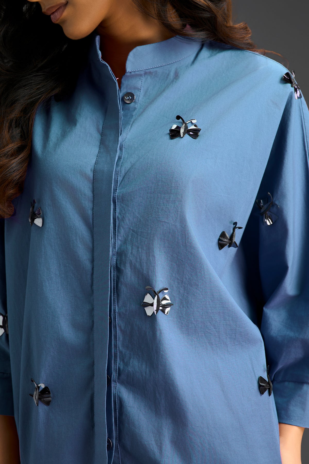 Deepika Arora Blue Cotton Shorts Co-ord Set ndian designer wear online shopping melange singapore 