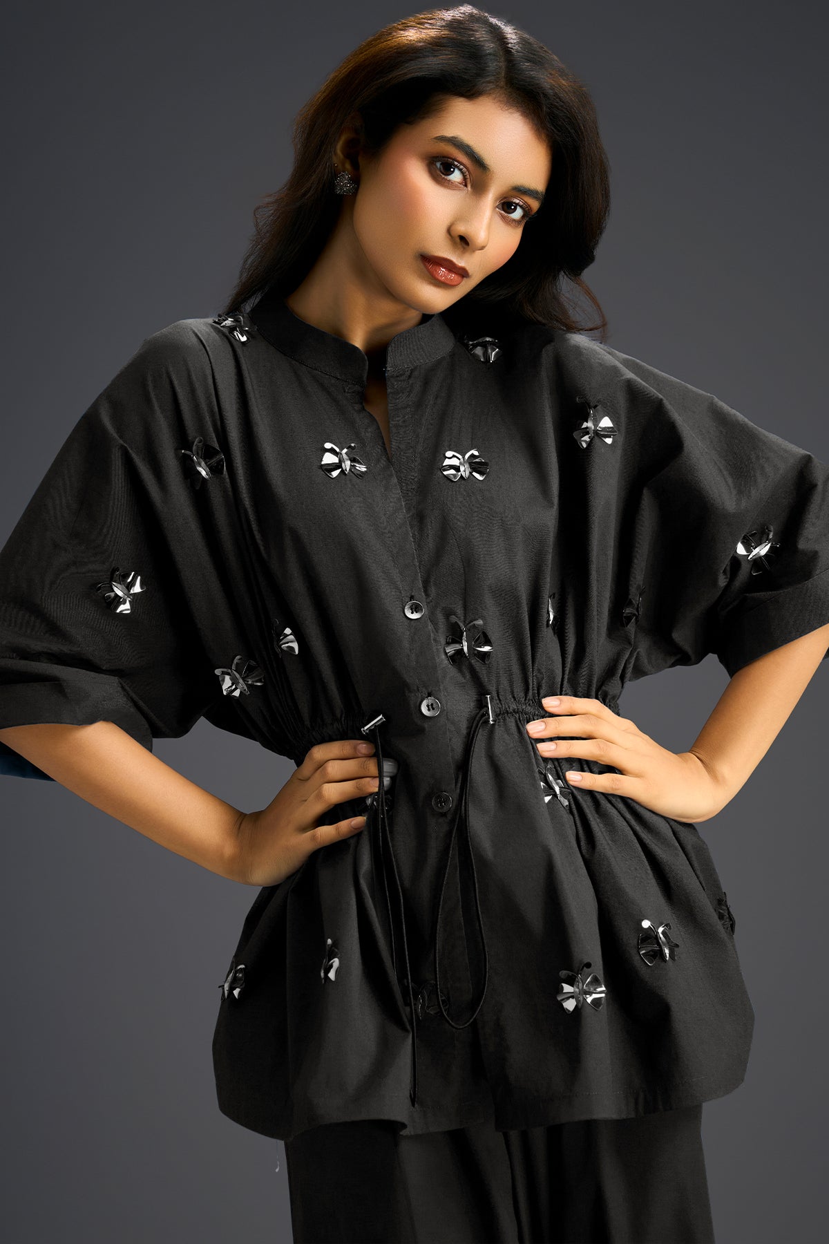 Deepika Arora Co-ord Set With A Drawstring-waist Shirt ndian designer wear online shopping melange singapore 