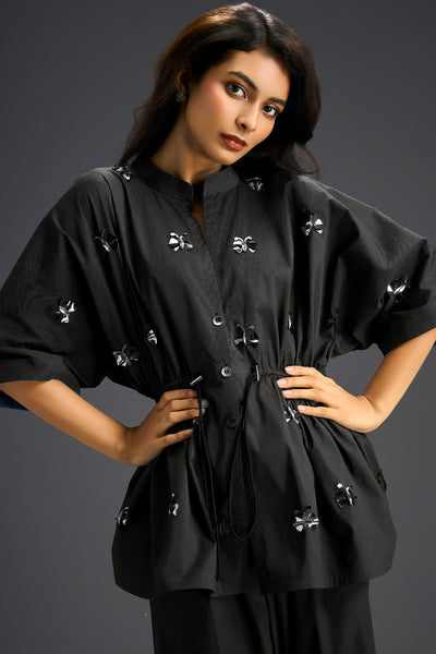 Deepika Arora Co-ord Set With A Drawstring-waist Shirt ndian designer wear online shopping melange singapore 