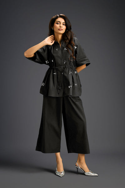 Deepika Arora Co-ord Set With A Drawstring-waist Shirt ndian designer wear online shopping melange singapore 