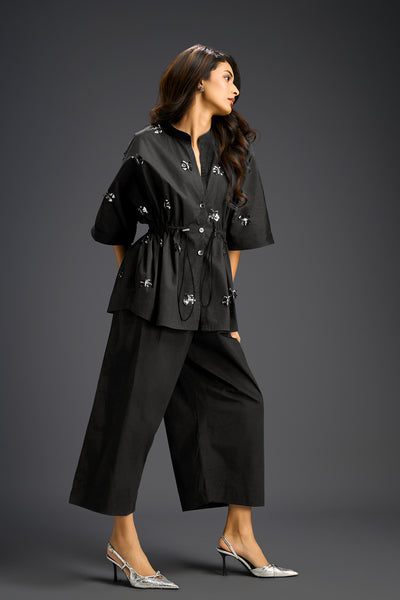 Deepika Arora Co-ord Set With A Drawstring-waist Shirt ndian designer wear online shopping melange singapore 