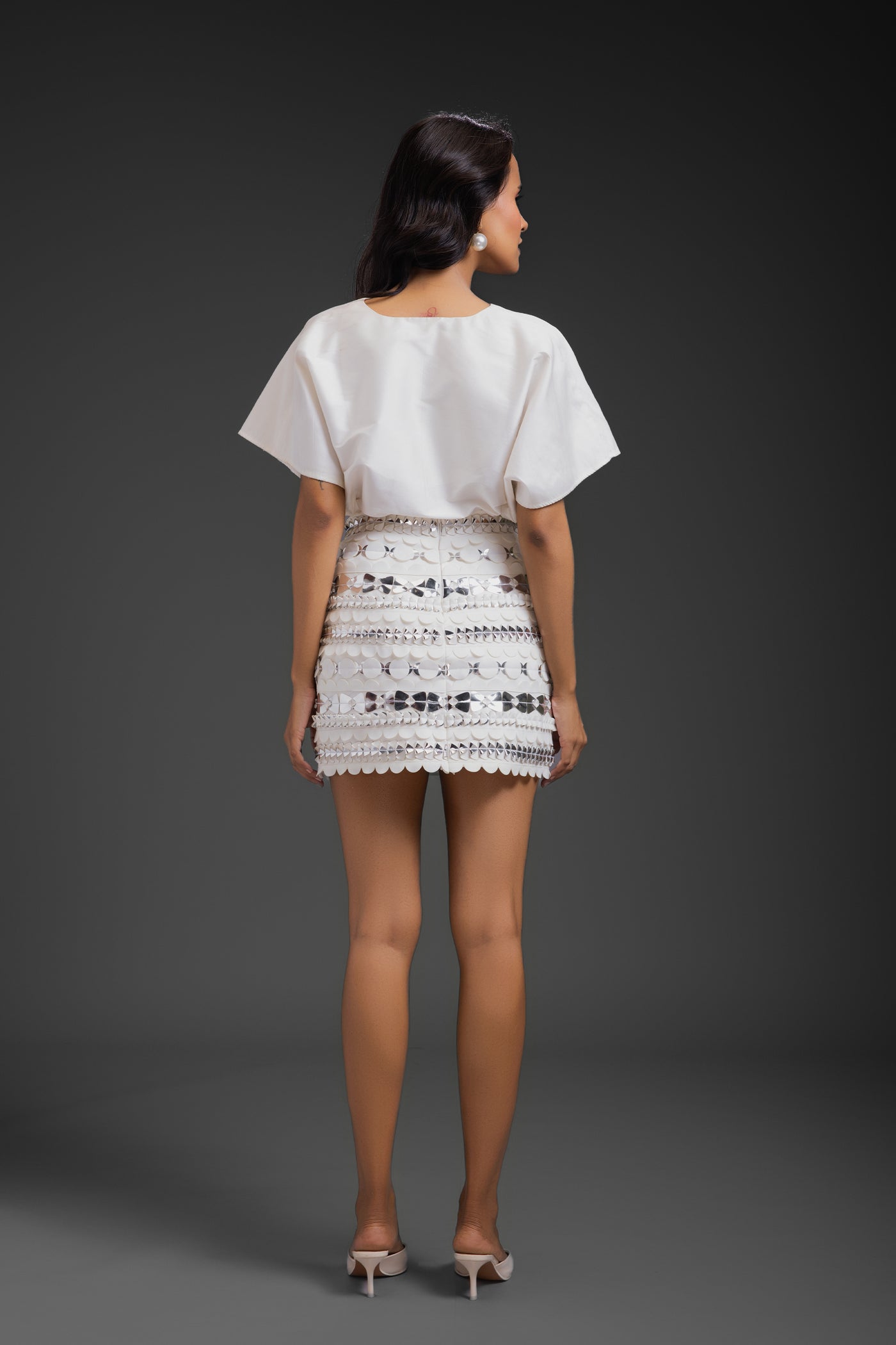 Deepika Arora Co-ord Set With Skirt White indian designer wear online shopping melange singapore