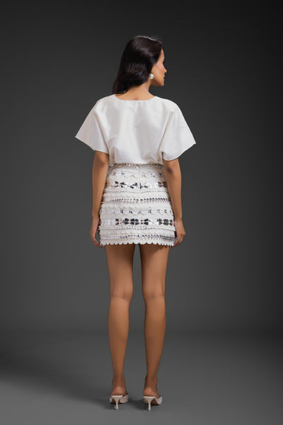 Deepika Arora Co-ord Set With Skirt White indian designer wear online shopping melange singapore