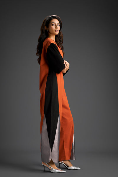 Deepika Arora Colorblock Jumpsuit Rust Indian designer wear online shopping melange singapore 