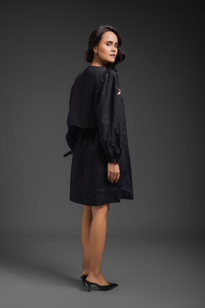 Deepika Arora Cotton Dress With Neon Metallic Detailing Black indian designer wear online shopping melange singapore