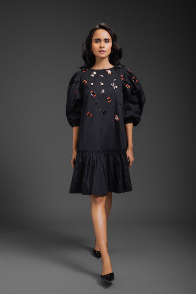 Deepika Arora Cotton Dress With Neon Metallic Detailing indian designer wear online shopping melange singapore