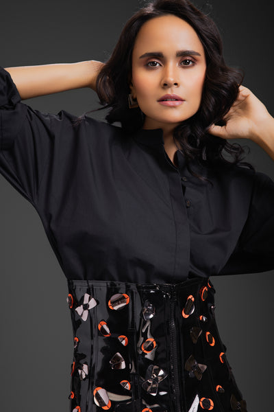 Deepika Arora Cotton Shirt With Corset Skirt indian designer wear online shopping melange singapore